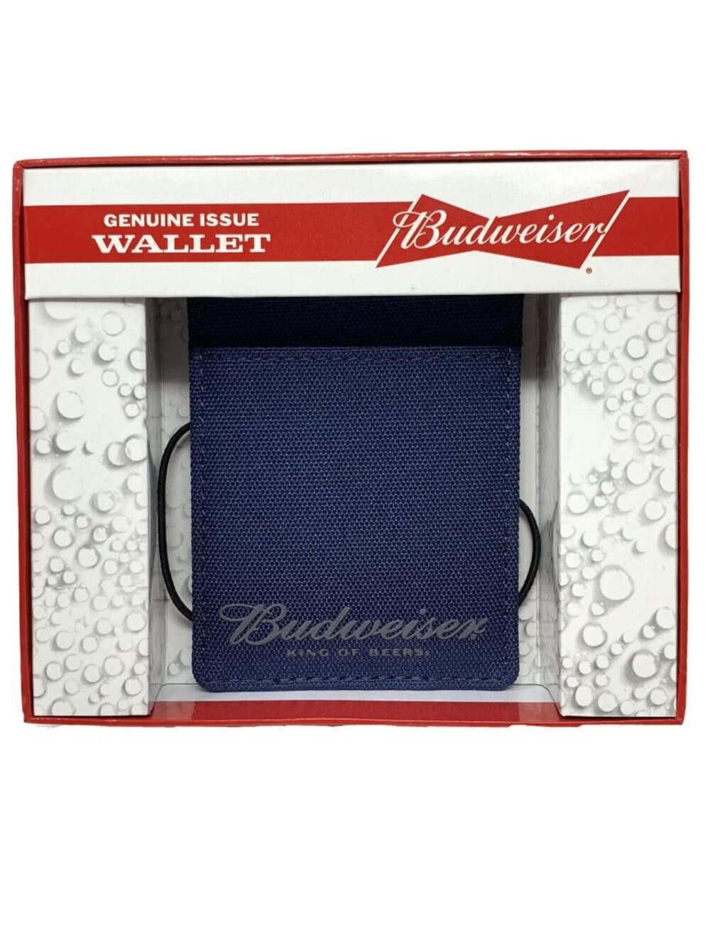 Budweiser Card ID Holder Sleeve Attached Bottle Cap Opener Blue
